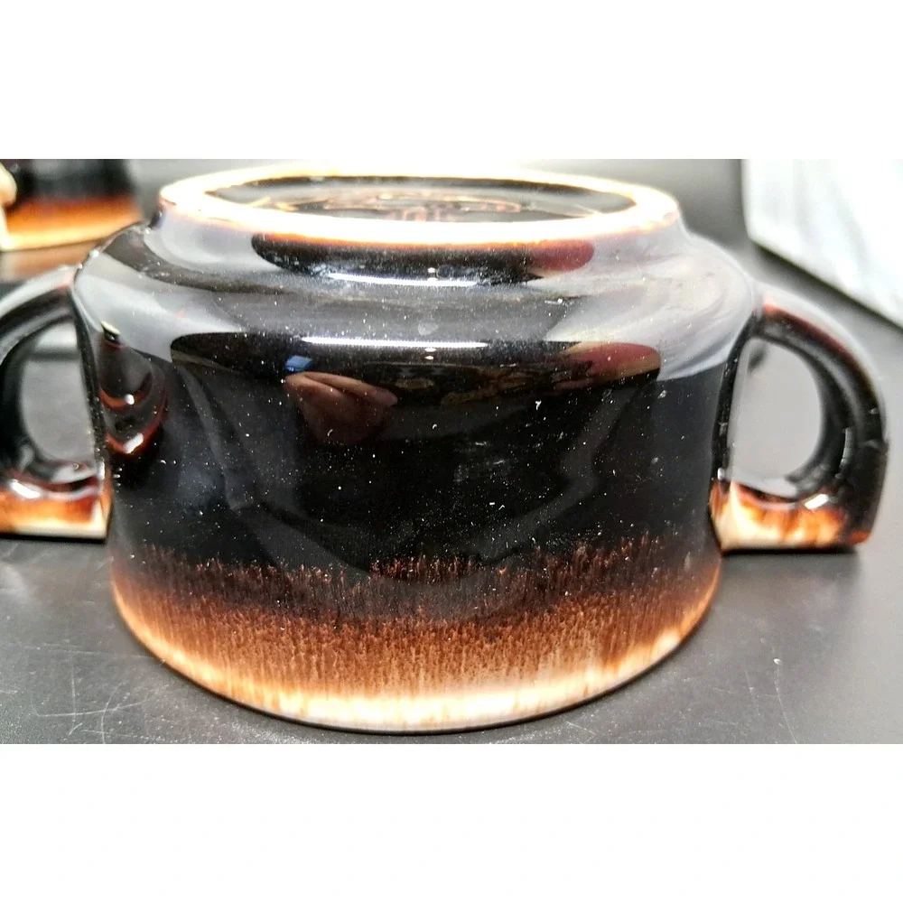 Vintage Pfaltzgraff Gourmet Brown Drip‎ Glaze Creamer, Sugar Set w/ Lid, #24,#23